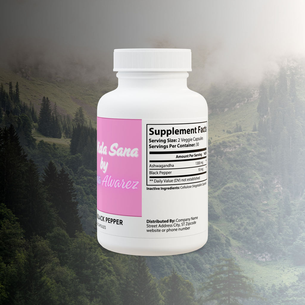 Mi Vida Sana by Emma Alvarez | Ashwagandha and Black Pepper Supplement (60 capsules)