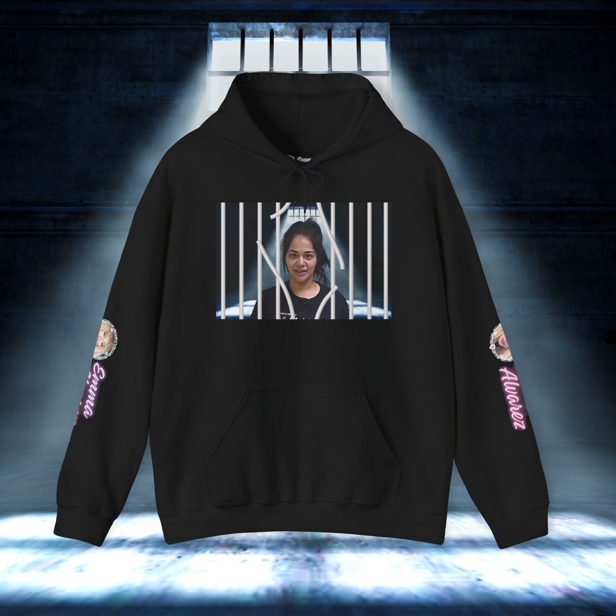 The Emma Alvarez & Meli G Heavy Blend™ Hooded Sweatshirt - "MeliG Mugshot"